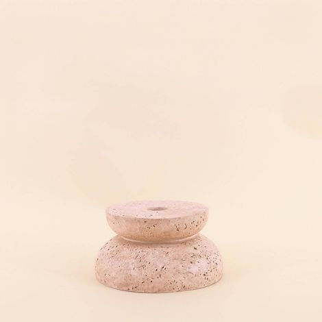 Bougeoir imitation travertin 13x7cm