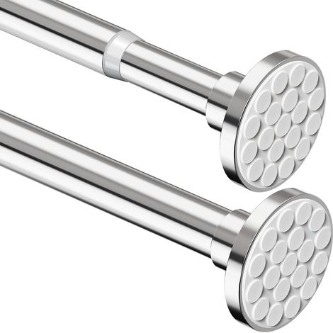 (48-70 cm, Φ25 mm) Tringle à rideaux extensible sans perçage - Tringle télescopique pour rideau de douche - Pour salle de bain, chambre à coucher - Argenté (1/4)