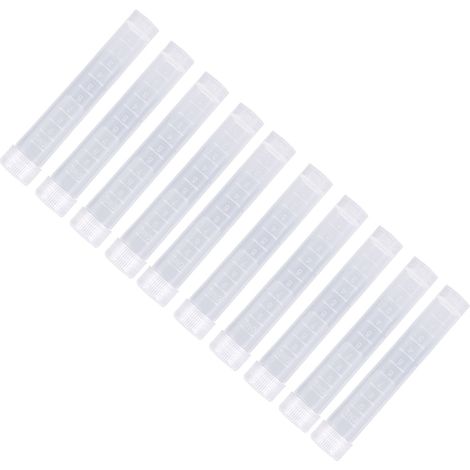 10 Stück 10 ml Kunststoff-Gefrierreagenzgläser mit Schraubverschluss und weißem Deckel, verpackt in einer Dose (1/5)