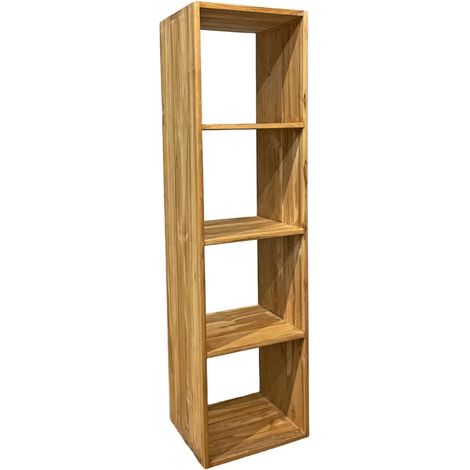 Étagère bibliothèque 141 cm colonne en teck 4 étages – EVELYN (1/5)