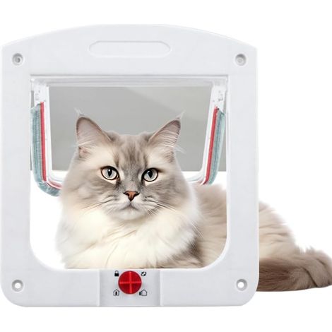 Blanc, 20x24cm Chatière pour Chat, Porte pour Chat, Porte pour Animaux de Compagnie, Facile à Installer et à Utiliser, Convient Aux Murs de Briques, Aux Portes en Bois, pour Chats et Petits Chiens