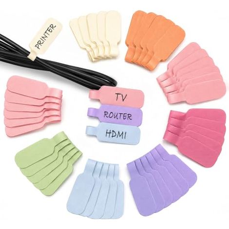 Etiquettes pour Câbles, Grand Format, 35 Pcs Couleurs Pastel Organiser et Identifier vos Câbles, 4 cm x 2 cm,Etiquette pour Ecrire à (1/4)