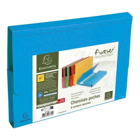 Chemise pochette Forever à soufflet carte Exacompta 24 x 32 cm - Paquet de 25 (1/5)