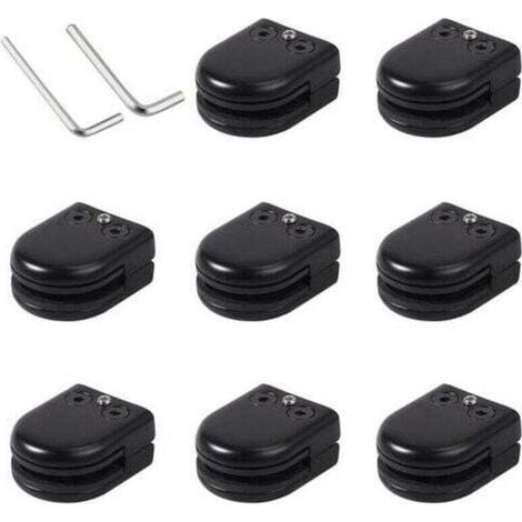 Pinces à verre inoxydable 304 8pcs (noir) - Support solide pour verre 8-10mm - Anti-écaillage - Pour installation vitrée - Professionnels et bricoleurs (1/4)
