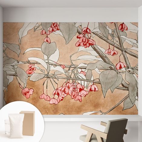 Papier peint intissé décoratif pour chambre et salon Design moderne à poser facilement - Colle incluse gratuite Harmonie florale 152x104 cm (1/5)