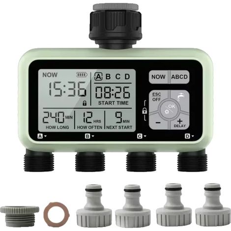 Temporizador de riego para jardín, control independiente, temporizador programable, HCT-379-BS (1/2)