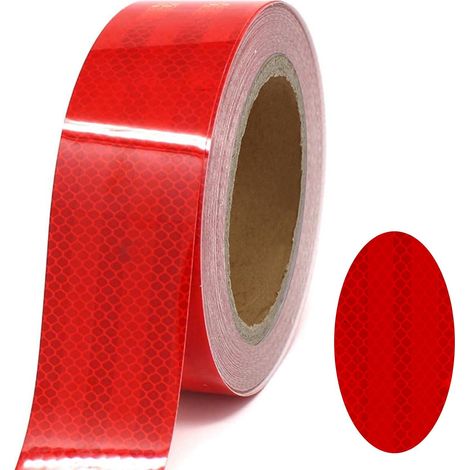 Bande réfléchissante autocollante rouge 10 m 5 cm à structure alvéolée, ruban de sécurité pour véhicule et signalisation (1/5)