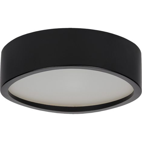 Soffitto rotondo legno-vetro - design moderno - nero - Ø275mm - LED E27 (1/5)