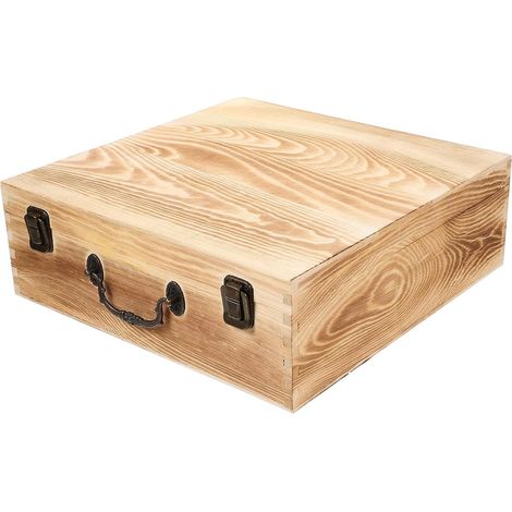 Boîte en Bois Vintage Beige pour Rangement de Bijoux, Compacte et Polyvalente, Design Rétro Élégant pour Anniversaires et Bureau (1/5)