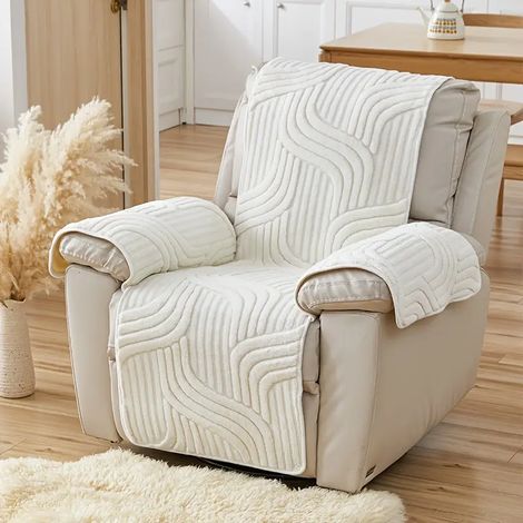 Ein Sesselbezug aus Flanell im Bohème-Stil, kratzfest für Haustiere, geeignet für einzelne Sofas/Sessel (weiß).