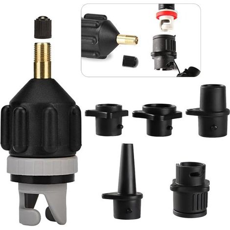 Adaptador de válvula universal para SUP con 4 boquillas de inflado para compresor y bomba de aire. (1/5)