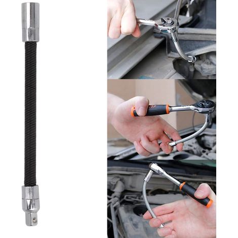 Rallonge flexible pour clé électrique, tige flexible allongée, tige universelle pliable, petite clé volante 3/8 noire (1/5)