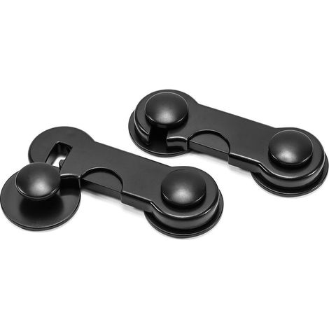 Juego de 6 cerraduras de seguridad, aptas para puertas, armarios, ventanas y cajones de frigorífico, sin necesidad de taladrar (Negro). (1/5)
