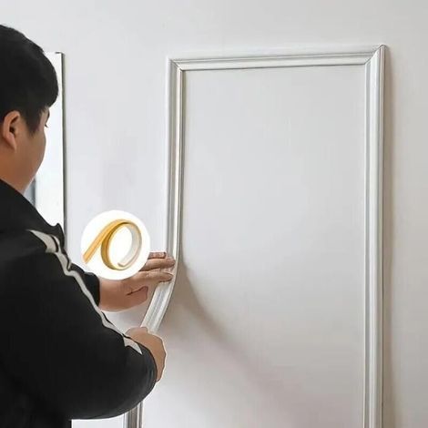 Moulure autocollante flexible PVC blanc 500 cm x 3.3 cm – Résistante aux chutes – Adhère à carrelage, métal, verre – Décoration intérieure rapide (1/3)