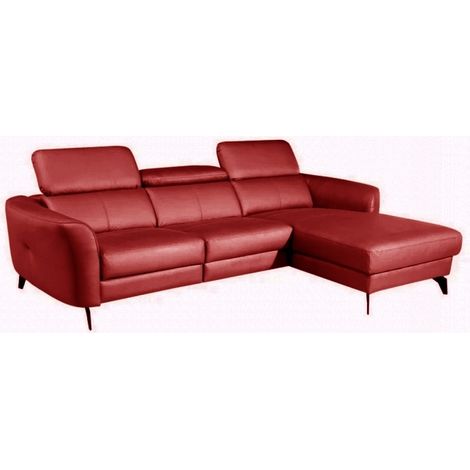 Canapé d'angle en cuir de luxe italien , 5 places BERTI, rouge foncé, angle droit