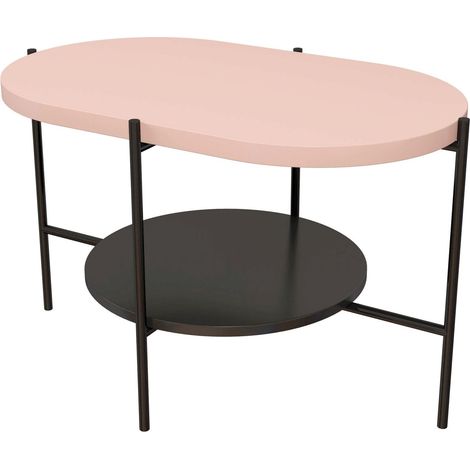 Table basse Arena 80 x 50 x 50 cm Bois - Rose, Base Noire (1/4)