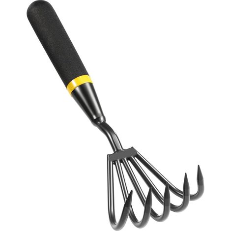 Stainless Steel Hand Rake - Ideal for loosening heavy soil, planting and removing weeds (1/5)
