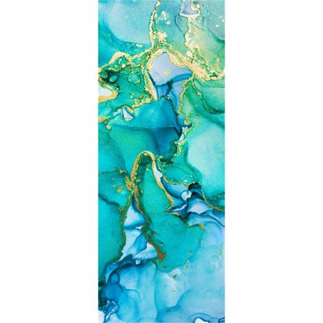 Panneau mural douche en alu-composite VIPANEL - Pierre Décor Marbrure Turquoise - Finition Brillant - 100x255cm (1/5)