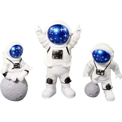 Lot de 3 figurines d'astronautes mignonnes de style nordique en PVC, décoration de bureau, gâteau, chambre d'enfant, étagère à bibliothèque (1/5)