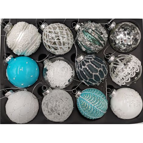 Weihnachtsbaumkugeln Glas 12 STK edle Christbaumkugeln Weihnachtskugeln Kugeln (1/2)