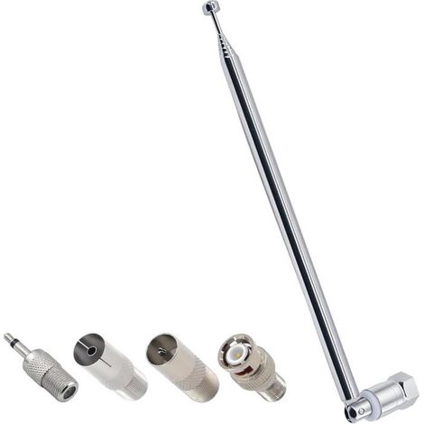 Antenne Télescopique 7 Sections AM/FM 174-776mm Base ISO/DIN Compatible Auto Radio Maison Portable 3.5mm IEC BNC TV (1/4)