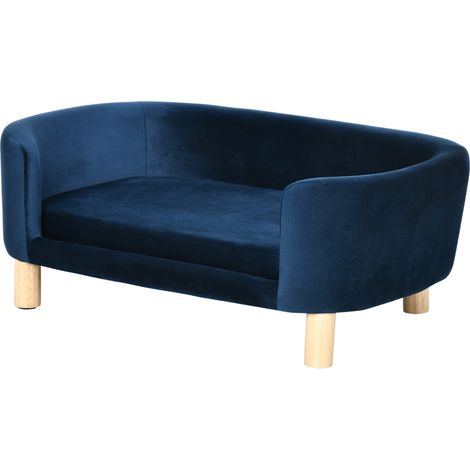 Canapé enfant bois pattes 86x55x33 cm bleu avec housse lavable coussin démontable (1/5)