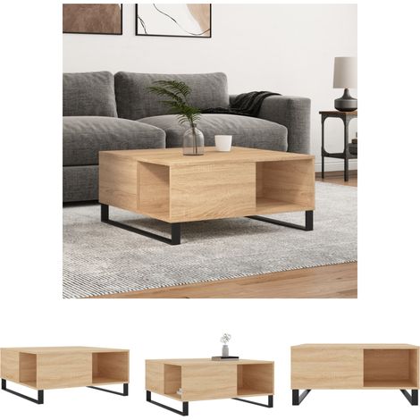 The Living Store Couchtisch Sonoma-Eiche 80x80x36,5 cm Holzwerkstoff - Couchtische (1/5)