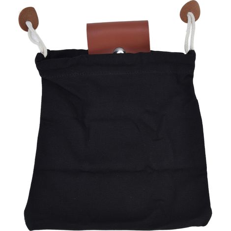 Sac de Cueillette en Cuir PU et Toile, Poche de Rangement pour Fruits, Sac à Outils Accroché à la Ceinture pour Randonnée et Camping - Noir