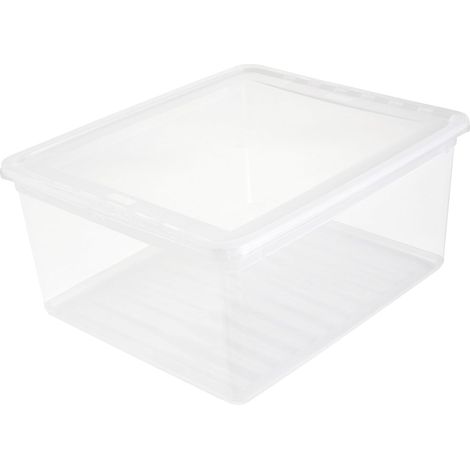 Boîte de Rangement - 1 Unité - Plastique PP Transparent - Fermeture Latérale Sécurisée - Maison et Loisirs - 39,5x29,5x9,5 cm (1/5)