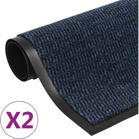 Lot de 2 paillassons rectangulaires 60 x 90 cm Bleu DEC023160