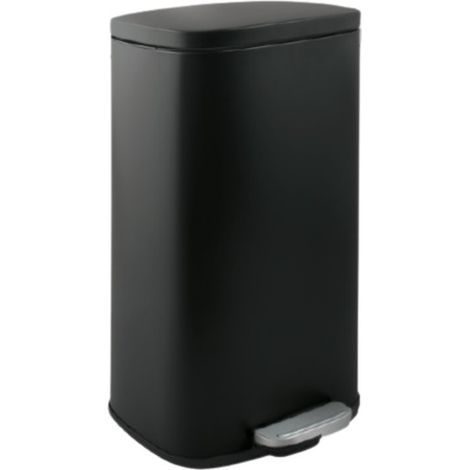 Poubelle à  pédale de cuisine grande capacité Acier AKIRA 50L Noir mat Spirella
