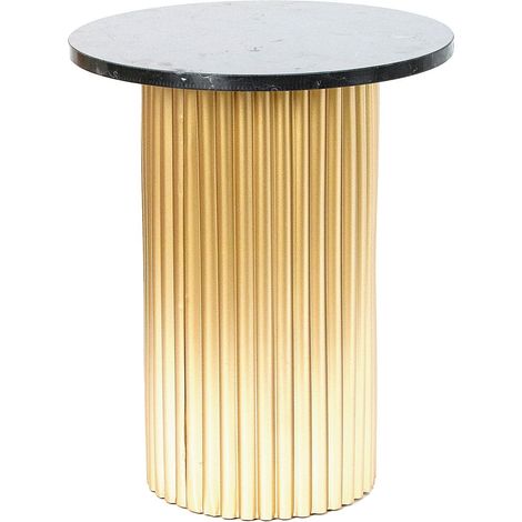 Regalo Italiano Tavolino Ferro e Marmo Nero D 41 Cm H48 Cm – Tavolino Design Moderno Elegante Arredo Casa