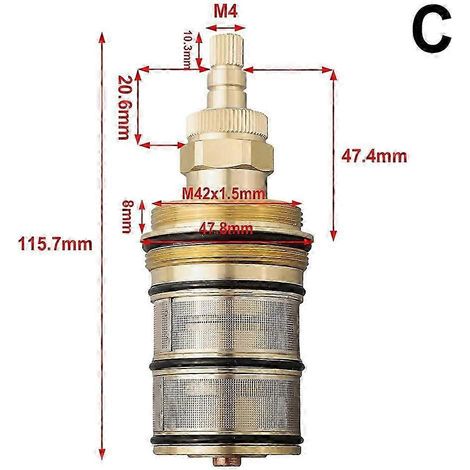 Mitigeur thermostatique, robinet de douche, cartouche thermostatique de rechange en laiton, compatible 20-48 °C (1/5)