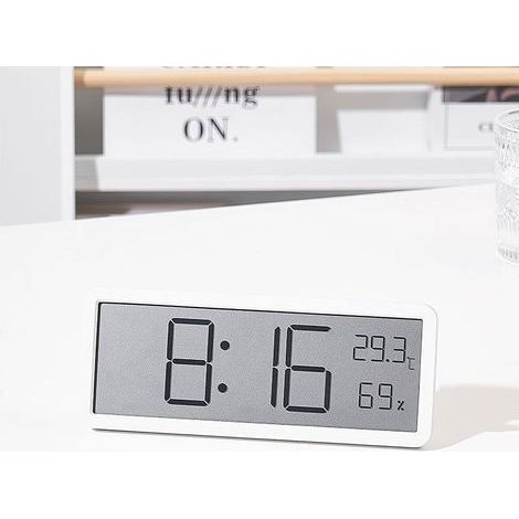 Horloge murale, 20,228 cm, horloge à pendule avec affichage de la température et de l'humidité, blanche. (1/2)