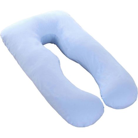 Taie d'oreiller en coton lavable et confortable pour coussin de grossesse en forme de U [PB] Bleue-AquaForge (1/5)