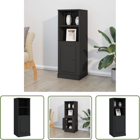 The Living Store Highboard Schwarz 36x35,5x103,5 cm Holzwerkstoff - Schreibtisch - Regal - Wohnzimmer Dekoration - Sideboard Schwarz - Hochschrank (1/5)