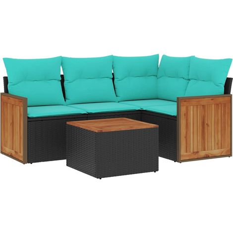 Maison Exclusive - Set Divani da Giardino 5 pz con Cuscini Nero in Polyrattan