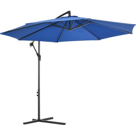 Parasol déporté octogonal inclinable rabattable diamètre 3 m parasol de jardin avec pied en croix bleu (1/5)