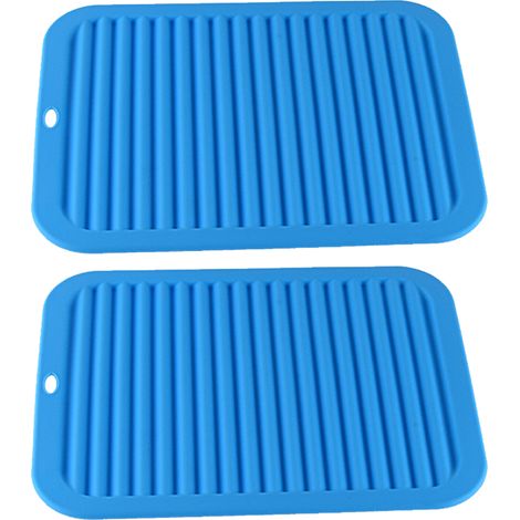Dessous de plat polyvalent - Dessous de plat en silicone résistant à la chaleur - Supports de cuisson durables et flexibles pour plan de travail de cuisine, bleu