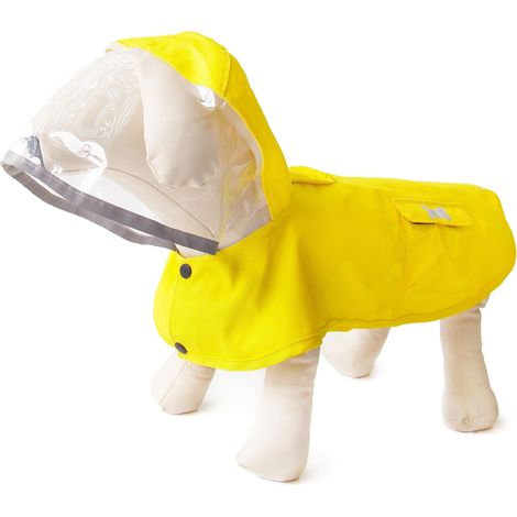 Manteau de Pluie imperméable pour Chien avec Poncho à Capuche, Veste de Pluie Jaune hautement réfléchissante et réglable avec Trou pour Laisse, pour Chiens de Petite, Moyenne et Grande Taille (1/5)
