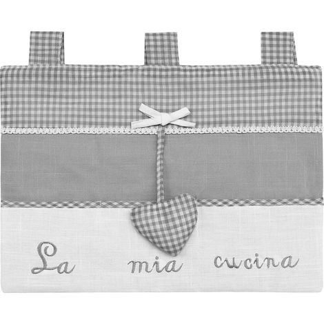 Copriforno Morbido Shabby Chic Cuori Passanti Tessuto Chiusura Velcro Copri Forno Cucina - A