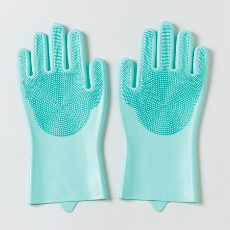 Gants de Massage pour Le Bain en Silicone pour Animaux de Compagnie Outils d'épilation Fournitures pour Animaux de Compagnie,bleu vert (1/3)