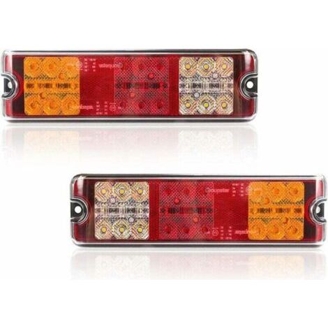 2 Feux Arrière Remorque LED 12V Homologués E 5 Fonctions Freinage Clignotant Recul Position Catadioptre Étanche (1/4)