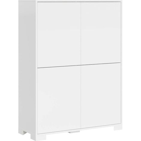 Credenza alta 4 ante per soggiorno cucina salvaspazio 90x35x120 Lumina - Bianco Lucido