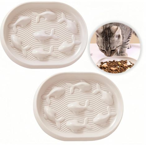 Ciotola per gatti 2 pezzi, ciotola anti-ghiottoneria, ciotola antiscivolo per cani di piccola taglia, ciotola puzzle con fondo antiscivolo, ciotola per gatti slow feeder, ciotola per cani, lettiera pe (1/5)