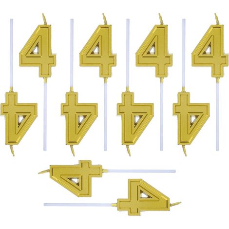 10 Pièces Bougies Anniversaire Chiffre Doré Métallique Lot de Chiffres pour Gâteau Décoration Élégante pour Anniversaire et Fête (1/5)