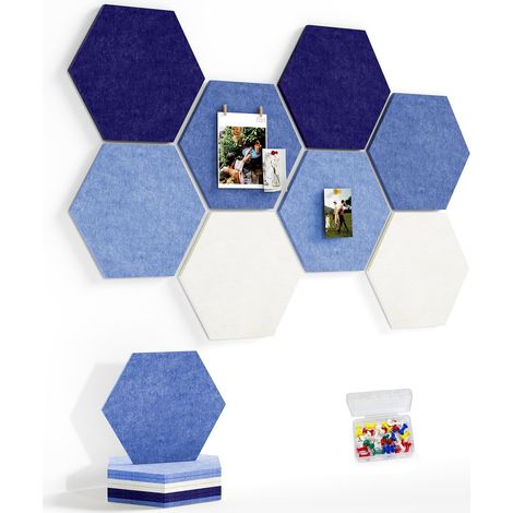 Grand Tableau Hexagonal en Liège 30x26 cm, 8 Pièces Tableau d'Affichage en Feutre avec 30 Punaise, Panneau Liege Mural pour Bureau, Maison (1/5)