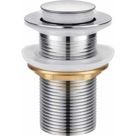 Bonde de Lavabo, XU,Universel Bonde Pop-up sans Trop-plein Bonde de Vidage Automatique avec Bouchon de Vidange sans Tirette à Clapet Push Open en Inox Chromée pour Lavabo Salle de Bain FOREHILL - KZQ