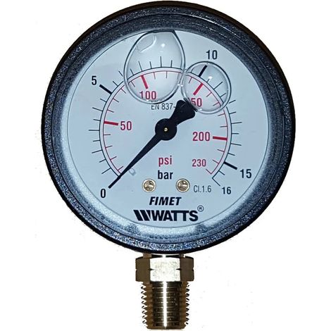 Manometro Ø63 Con Attacco Radiale 1/4" 0-16 Bar Ad Olio Con Corpo In Abs