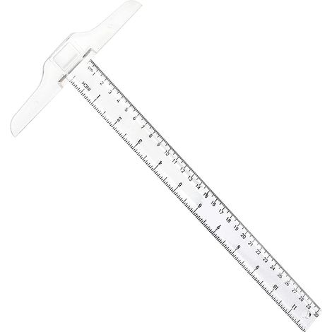12 Pouces/ 30 cm T-Square Junior en Plastique T-Règle Transparent pour Rédaction et Travail Général de Mise en Page (1)